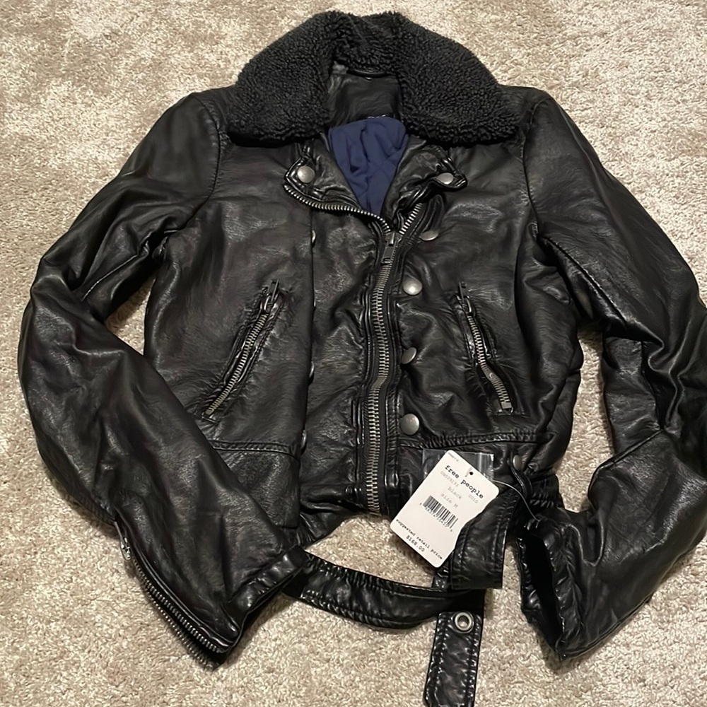NWT free people leather jacket